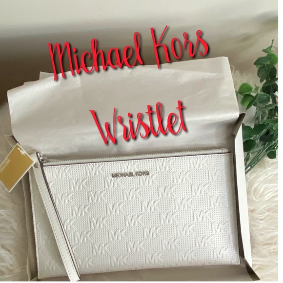 Michael Kors Large Zip Clutch, “Jet Set” Signature, Branded, White, NWT - Picture 11 of 11